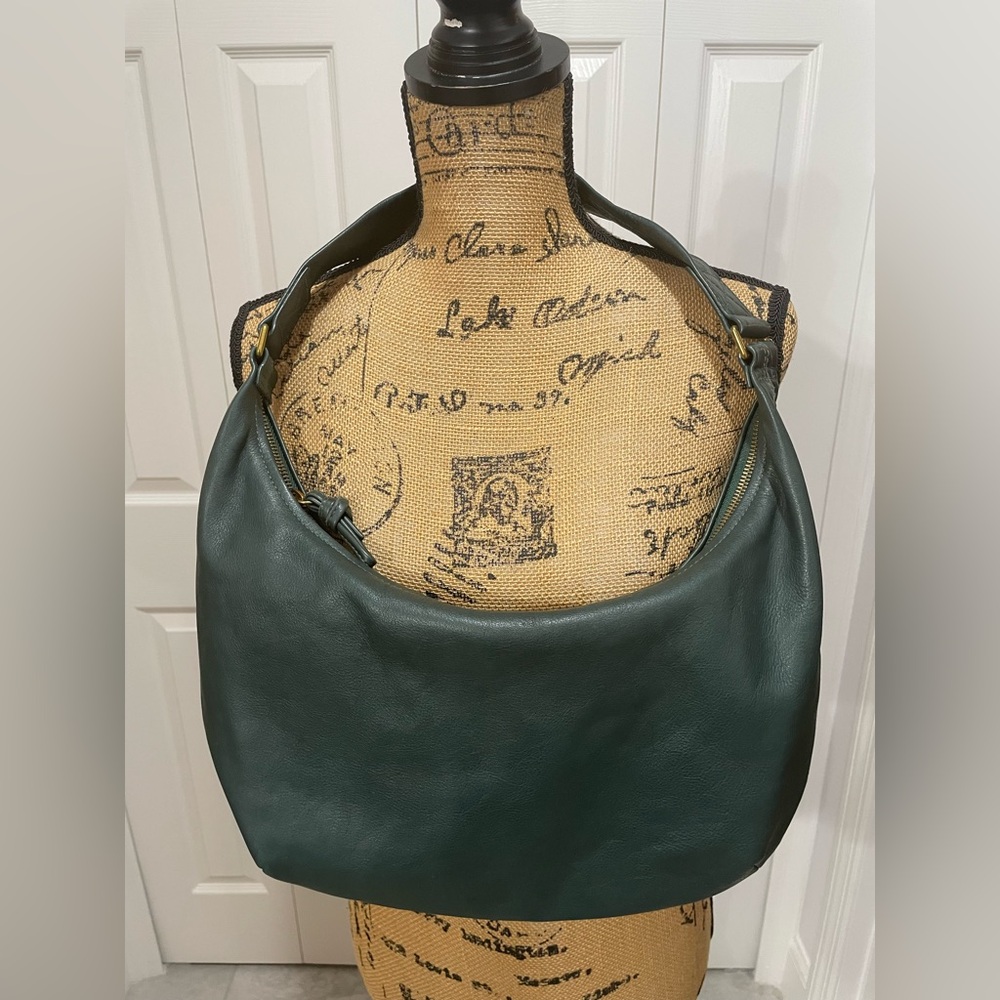 Madewell Dark Green Leather Piazza Slouch Hobo Bag